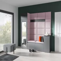   Blum 29 kárpitozott előszobafal tükörrel, grafit - rózsaszín 19 - egyedi