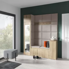   Blum 29 kárpitozott előszobafal tükörrel, sonoma - bézs 02