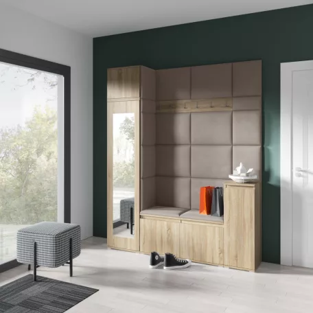 Blum 29 kárpitozott előszobafal tükörrel, sonoma - bézs 03