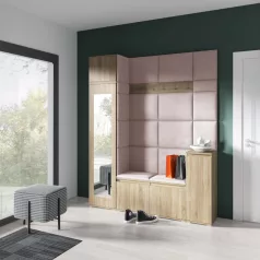   Blum 29 kárpitozott előszobafal tükörrel, sonoma - rózsaszín 19 - egyedi