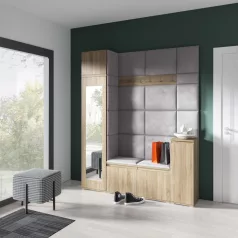   Blum 29 kárpitozott előszobafal tükörrel, sonoma - ezüst 32 - egyedi