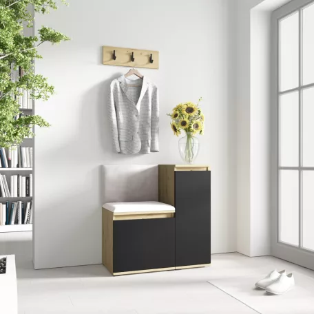 Blum 30 kárpitozott előszobafal, artisan/fekete - krém 01