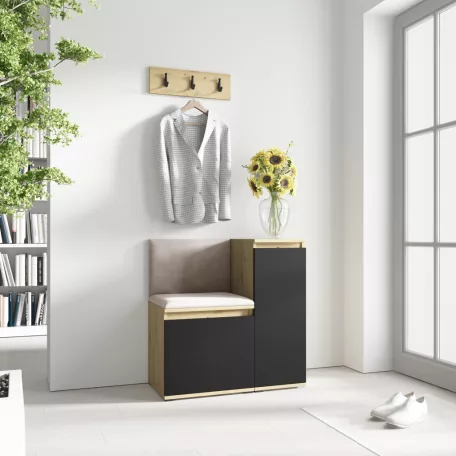 Blum 30 kárpitozott előszobafal, artisan/fekete - bézs 03