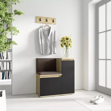 Blum 30 kárpitozott előszobafal, artisan/fekete - barna 08