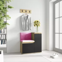   Blum 30 kárpitozott előszobafal, artisan/fekete - pink 10 - egyedi