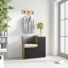   Blum 30 kárpitozott előszobafal, artisan/fekete - ezüst 33 - egyedi