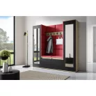 Blum 31 kárpitozott előszobafal tükörrel, artisan/fekete - rubinvörös 24 - egyedi