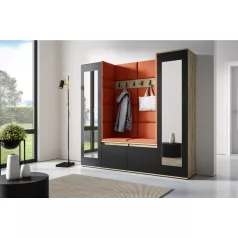   Blum 31 kárpitozott előszobafal tükörrel, artisan/fekete - narancssárga 25 - egyedi