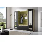 Blum 31 kárpitozott előszobafal tükörrel, artisan/fekete - oliva zöld 27 - egyedi