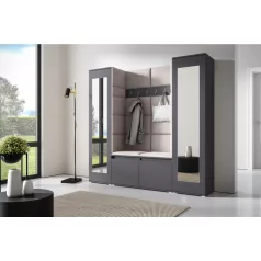   Blum 31 kárpitozott előszobafal tükörrel, grafit - krém 01