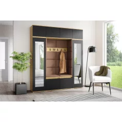   Blum 32 kárpitozott előszobafal tükörrel, artisan/fekete - barna 07