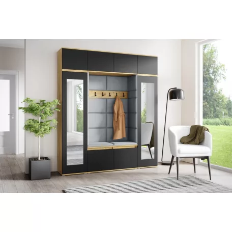 Blum 32 kárpitozott előszobafal tükörrel, artisan/fekete - szürke 14