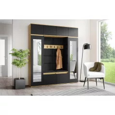   Blum 32 kárpitozott előszobafal tükörrel, artisan/fekete - fekete 16