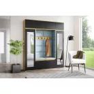 Blum 32 kárpitozott előszobafal tükörrel, artisan/fekete - aqua 22 - egyedi
