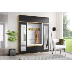   Blum 32 kárpitozott előszobafal tükörrel, artisan/fekete - ezüst 32 - egyedi