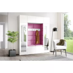   Blum 32 kárpitozott előszobafal tükörrel, fehér - pink 10 - egyedi
