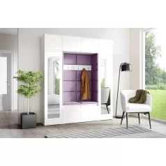   Blum 32 kárpitozott előszobafal tükörrel, fehér - lila 11 - egyedi