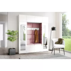   Blum 32 kárpitozott előszobafal tükörrel, fehér - rózsaszín 19 - egyedi