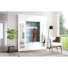   Blum 32 kárpitozott előszobafal tükörrel, fehér - aqua 22 - egyedi