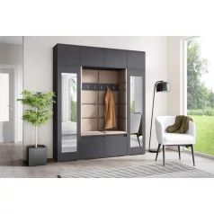   Blum 32 kárpitozott előszobafal tükörrel, grafit - barna 05