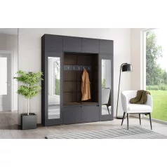   Blum 32 kárpitozott előszobafal tükörrel, grafit - barna 08