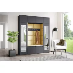   Blum 32 kárpitozott előszobafal tükörrel, grafit - sárga 18 - egyedi