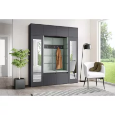   Blum 32 kárpitozott előszobafal tükörrel, grafit - menta 21 - egyedi