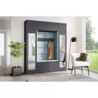 Blum 32 kárpitozott előszobafal tükörrel, grafit - aqua 22 - egyedi
