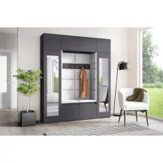   Blum 32 kárpitozott előszobafal tükörrel, grafit - ezüst 32 - egyedi