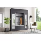 Blum 32 kárpitozott előszobafal tükörrel, grafit - ezüst 33 - egyedi