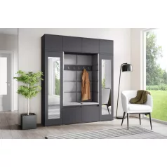   Blum 32 kárpitozott előszobafal tükörrel, grafit - ezüst 33 - egyedi