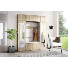  Blum 32 kárpitozott előszobafal tükörrel, sonoma - krém 01