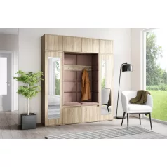   Blum 32 kárpitozott előszobafal tükörrel, sonoma - barna 06
