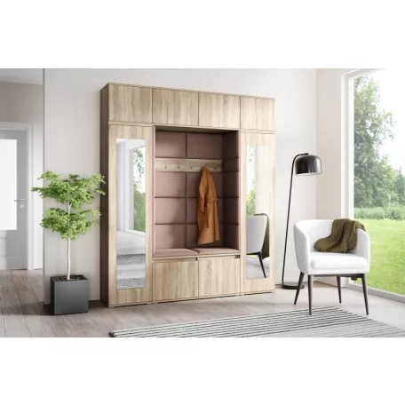 Blum 32 kárpitozott előszobafal tükörrel, sonoma - barna 06
