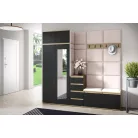 Blum 33 kárpitozott előszobafal tükörrel, artisan/fekete - krém 01