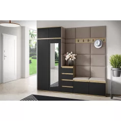   Blum 33 kárpitozott előszobafal tükörrel, artisan/fekete - barna 05