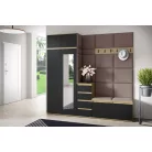 Blum 33 kárpitozott előszobafal tükörrel, artisan/fekete - barna 06