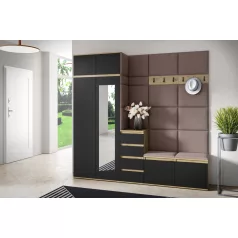   Blum 33 kárpitozott előszobafal tükörrel, artisan/fekete - barna 06
