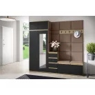 Blum 33 kárpitozott előszobafal tükörrel, artisan/fekete - barna 07