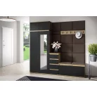 Blum 33 kárpitozott előszobafal tükörrel, artisan/fekete - barna 08