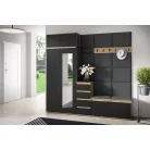 Blum 33 kárpitozott előszobafal tükörrel, artisan/fekete - szürke 15