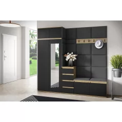   Blum 33 kárpitozott előszobafal tükörrel, artisan/fekete - szürke 15