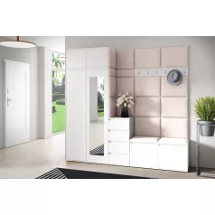   Blum 33 kárpitozott előszobafal tükörrel, fehér - krém 01