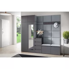   Blum 33 kárpitozott előszobafal tükörrel, grafit - szürke 14