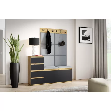 Blum 34 kárpitozott előszobafal, artisan/fekete - szürke 14