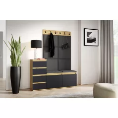   Blum 34 kárpitozott előszobafal, artisan/fekete - szürke 15
