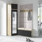 Blum 37 kárpitozott előszobafal tükörrel, artisan/fekete - krém 01