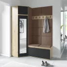 Blum 37 kárpitozott előszobafal tükörrel, artisan/fekete - barna 07