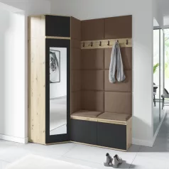   Blum 37 kárpitozott előszobafal tükörrel, artisan/fekete - barna 07