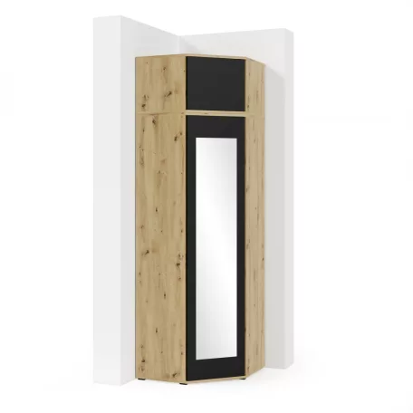 Blum 37 kárpitozott előszobafal tükörrel, artisan/fekete - barna 07